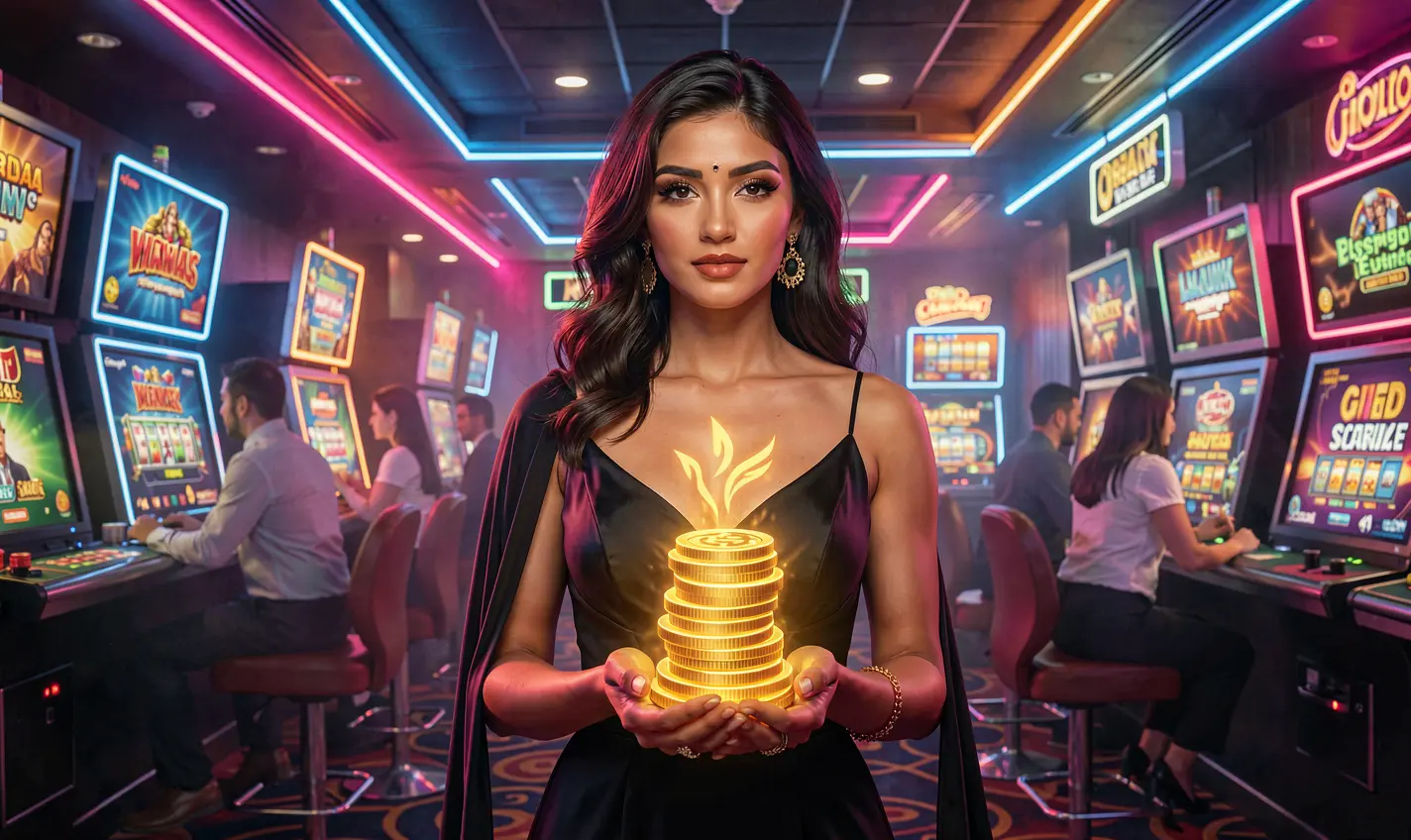 BD588 – Experience high stakes casino excitement made for Bangladeshi players Confident casino player holding stacked chips in a dramatic neon casino atmosphere representing high stakes gaming at BD588 in Bangladesh